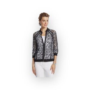 new Chico’s Zenergy ☯︎︎ Mesh Zip Up Lightweight Jacket ☯︎︎ Black + White ☯︎︎ M